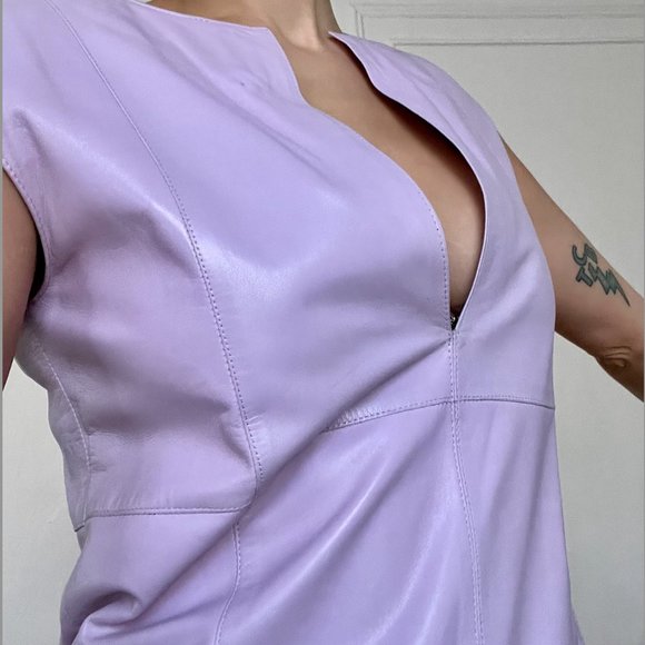 RARE Emilio Pucci Leather Lilac Shift Dress - Picture 9 of 13